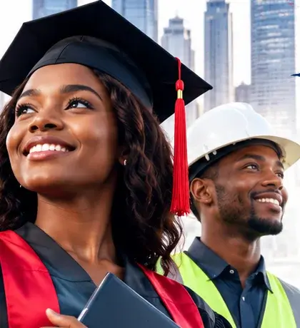 A graduate and a construction professional looking ahead with confidence.